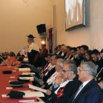 Un momento del discorso del rettore