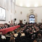 Un momento del discorso del rettore Francesco Basile e la platea