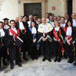 Il rettore Francesco Basile con il laureando e i direttori di dipartimento