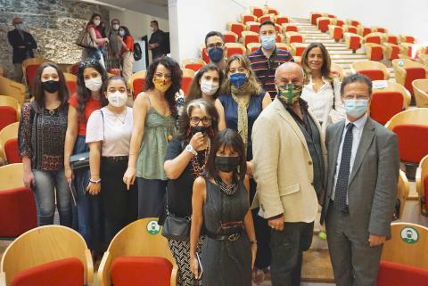 il regista Davide Livermore con il rettore, con gli studenti e con i docenti