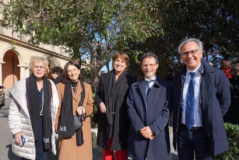 In foto da sinistra Elena Cattaneo, Francesca Longo, Maria Cristina Messa, Francesco Priolo e Daniele Malfitana