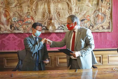 il rettore Francesco Priolo e il presidente nazionale Cri Francesco Rocca