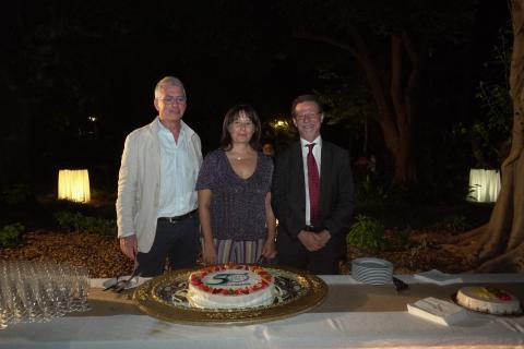 Il presidente Infn Zoccoli, la direttrice Infn-CT Tricomi e il rettore Priolo