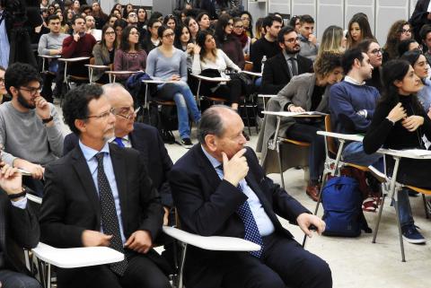 Il rettore Francesco Priolo e il presidente della Corte costituzionale Giorgio Lattanzi