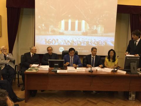 Il sindaco di Catania Salvo Pogliese alla cerimonia per l'Orto botanico