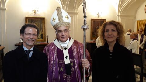Il rettore Francesco Priolo, l'arcivescovo Salvatore Gristina, la prorettrice Vania Patanè