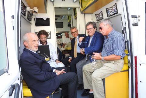 Il rettore Francesco Basile con Giorgio Santonocito, Enzo Bianco e Francesco Malerba