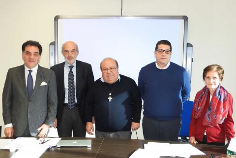 Da sinistra Drago, Basile, padre Ferlauto, Venezia e Ruberto