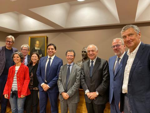 Un momento della visita in Rettorato