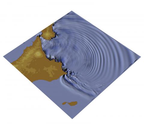 Modellizzazione della propagazione di una delle onde di tsunami