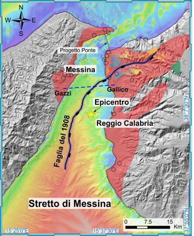 La faglia responsabile del terremoto del 1908 mappata lungo l’asse dello Stretto di Messina ed in Calabria meridionale