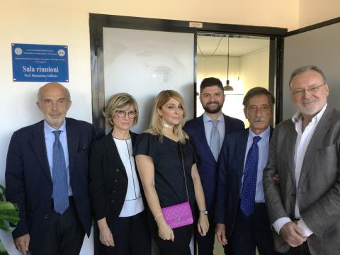 il rettore basile, il presidente sessa, il direttore puleo e la famiglia del prof. scilletta