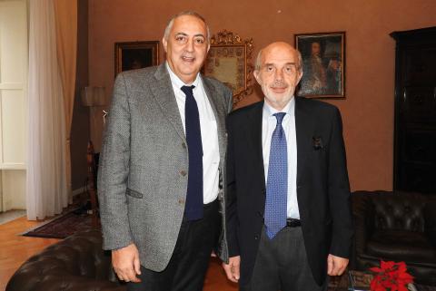 L'assessore regionale all'Istruzione Roberto Lagalla e il rettore Francesco Basile