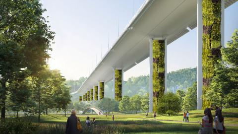 Il rendering del progetto sul nuovo viadotto Polcevera di Genova