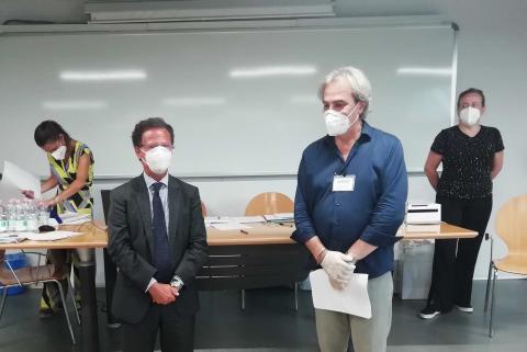 Il rettore Francesco Priolo con il presidente del corso di laurea in Medicina e Chirurgia Agostino Palmeri