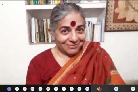 Vandana Shiva nel corso del webinar