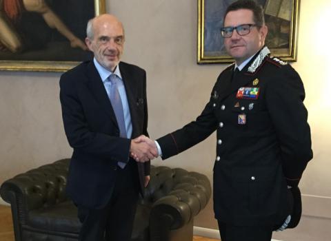 Il rettore Basile e il comandnate Covetti
