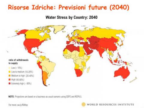 Nella figura 2 il quadro dello stress idrico nel 2040 secondo il World Resource Institute