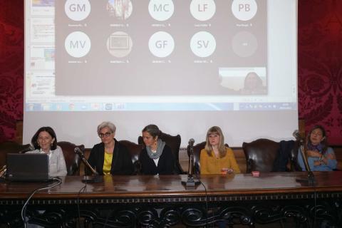 da sinistra la prof.ssa Francesca Longo, la dott.ssa Valentina Barbagallo dell’Unità operativa Relazioni internazionali e le docenti Lucia Zappalà, Daniela Irrera e Rosaria Sicurella