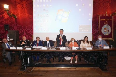 Un momento dell'intervento del rettore Francesco Priolo